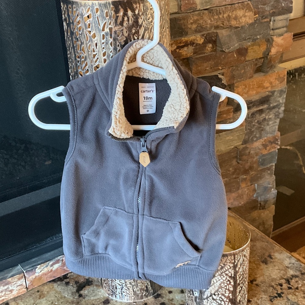 Carter's Gray Fleece Vest with High Collar